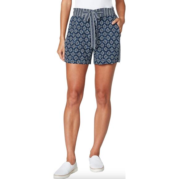 Liverpool Paper Bag Tie Front Porkchop Short Size 4/27 Casual Summer Vacation - Picture 1 of 13